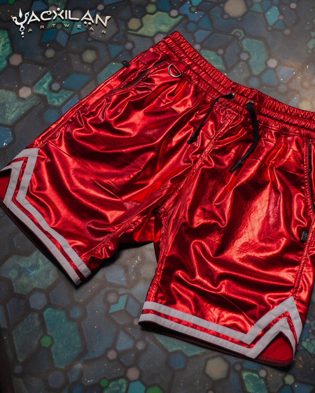 Basket Short White Mountains / Metalic Licra -MUAI TAI RED